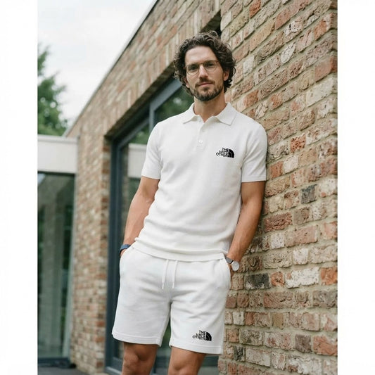 Casual Knit Polo Shorts Set