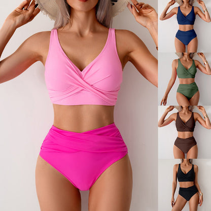 Sexy Split Swimsuit High Waist Swimsuit Outfit Bikini - BKKFinds