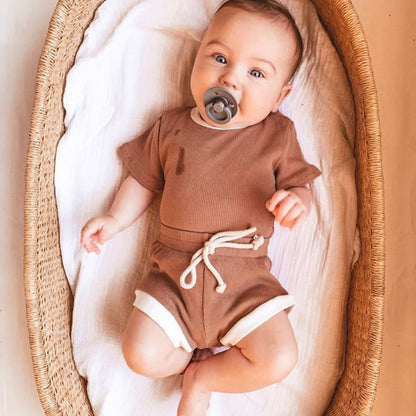 Soft Cotton Baby Outfit Set With Wrap Top And Pants - BKKFinds