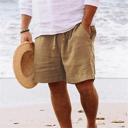 Summer Drawstring Shorts With Pockets Fashion Casual Solid Color Vacations Beach Pants Mens Clothing - BKKFinds