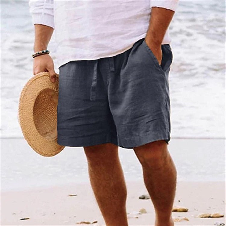 Summer Drawstring Shorts With Pockets Fashion Casual Solid Color Vacations Beach Pants Mens Clothing - BKKFinds