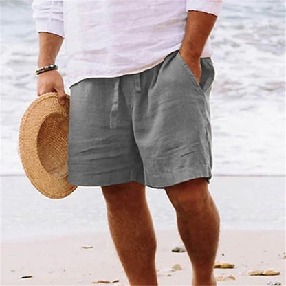 Summer Drawstring Shorts With Pockets Fashion Casual Solid Color Vacations Beach Pants Mens Clothing - BKKFinds