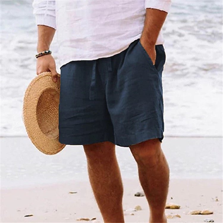 Summer Drawstring Shorts With Pockets Fashion Casual Solid Color Vacations Beach Pants Mens Clothing - BKKFinds