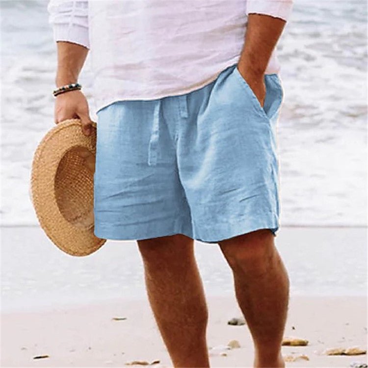 Summer Drawstring Shorts With Pockets Fashion Casual Solid Color Vacations Beach Pants Mens Clothing - BKKFinds