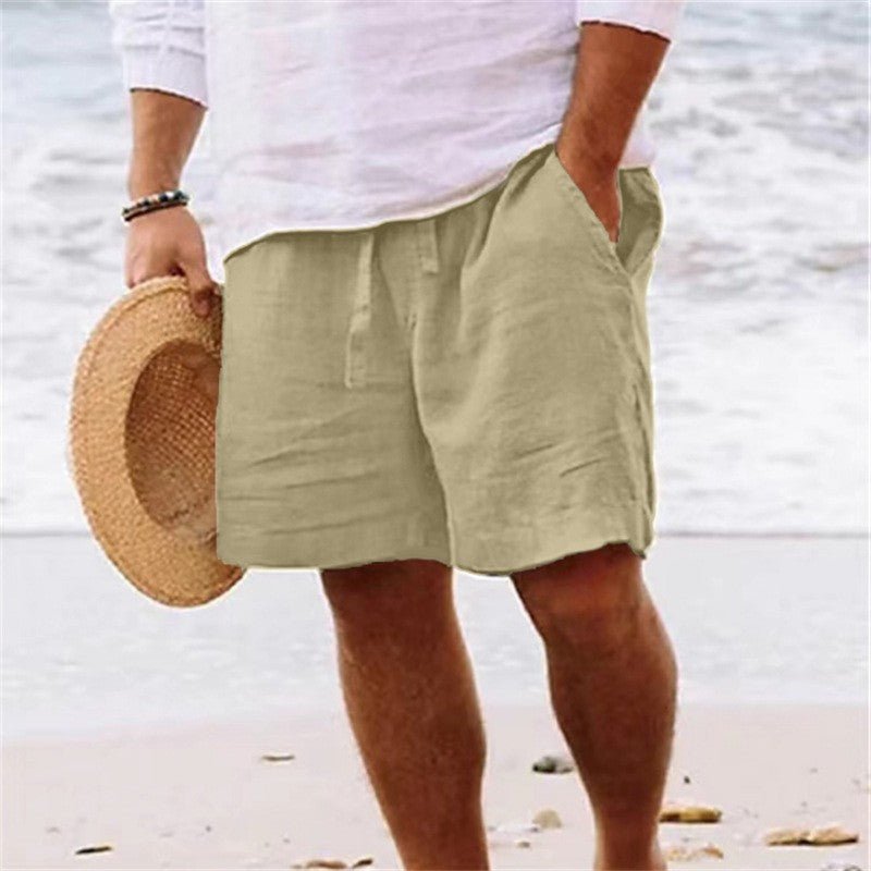 Summer Drawstring Shorts With Pockets Fashion Casual Solid Color Vacations Beach Pants Mens Clothing - BKKFinds