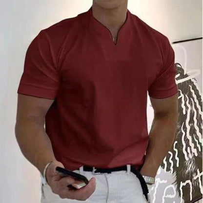 Summer Short Sleeve Shirt Men Fitness Plus Size Sports T-Shirt Elastic Cotton Pocket - BKKFinds