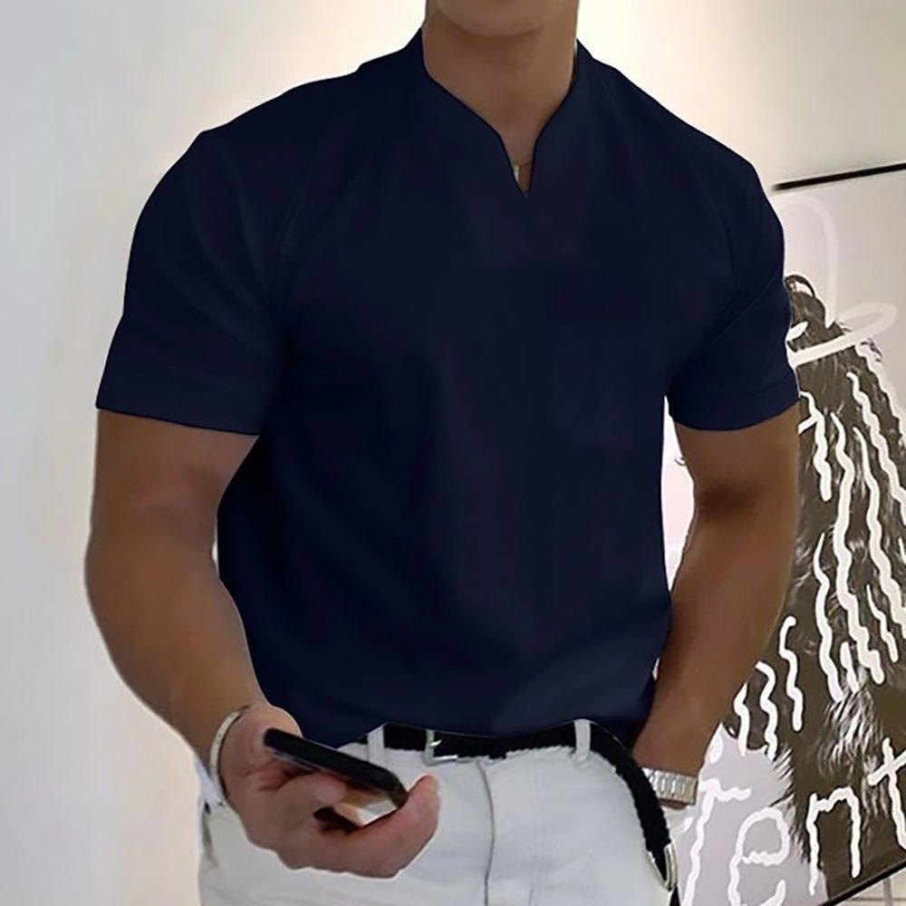 Summer Short Sleeve Shirt Men Fitness Plus Size Sports T-Shirt Elastic Cotton Pocket - BKKFinds