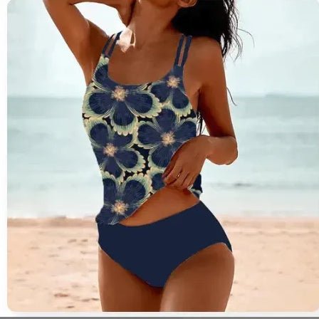 Vintage Printed Split High Waist Conservative Swimwear - BKKFinds