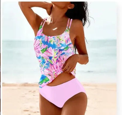 Vintage Printed Split High Waist Conservative Swimwear - BKKFinds
