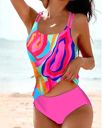 Vintage Printed Split High Waist Conservative Swimwear - BKKFinds
