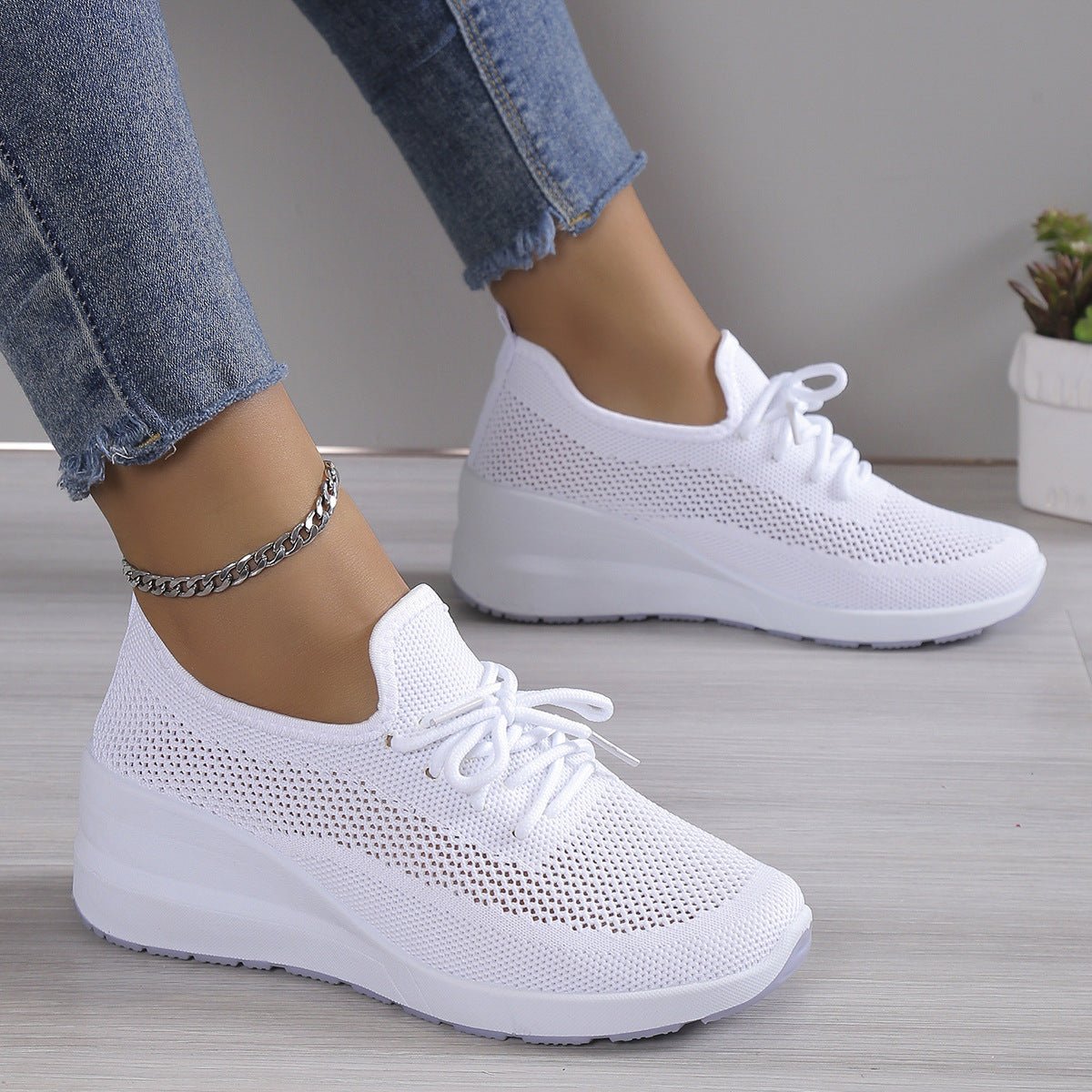 Women’s Mesh Casual Sneakers – Lightweight Wedge Sole - BKKFinds