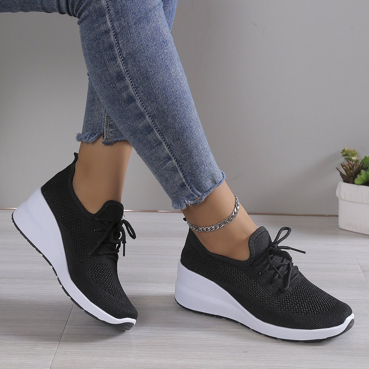 Women’s Mesh Casual Sneakers – Lightweight Wedge Sole - BKKFinds