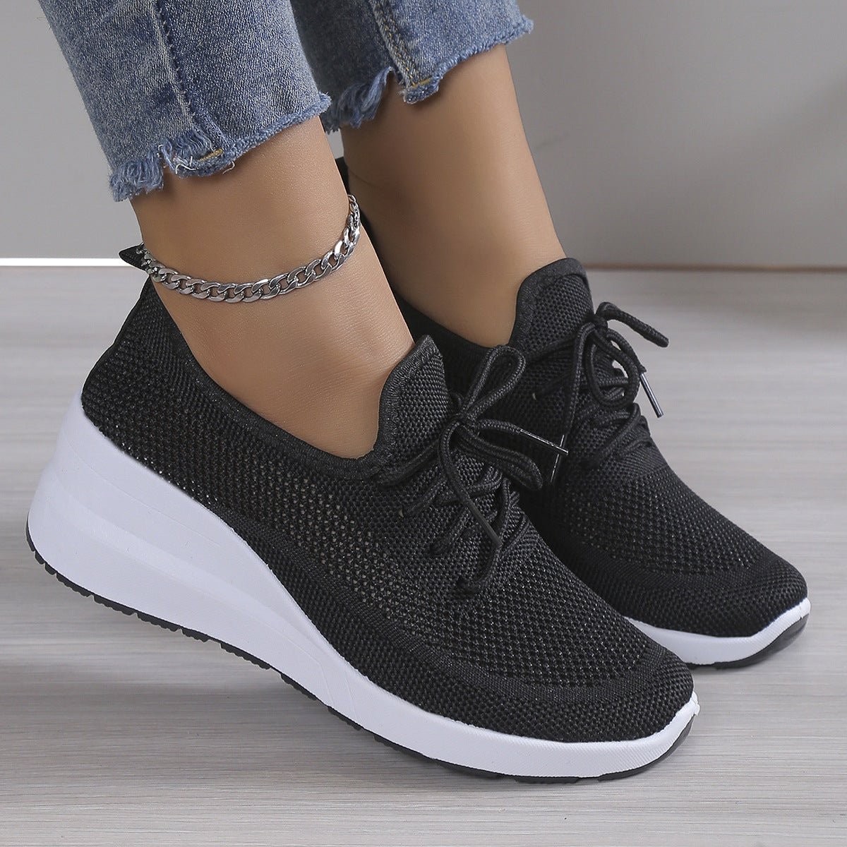 Women’s Mesh Casual Sneakers – Lightweight Wedge Sole - BKKFinds